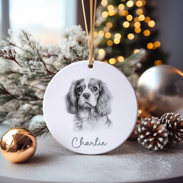 King Charles Spaniel Dog Bauble, Personalised Pet Christmas Tree Decoration, Gift For Family - image 1