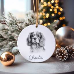 King Charles Spaniel Dog Bauble, Personalised Pet Christmas Tree Decoration, Gift For Family - thumbnail 1