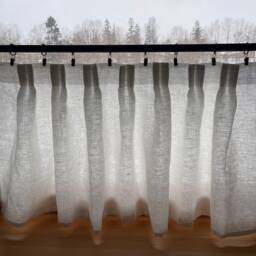 Pleated Curtain Cafe Style, White Linen Curtains, Twin Pleat French Style Curtain, Hook Curtains - thumbnail 2