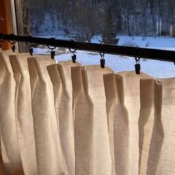 Pleated Curtain Cafe Style, White Linen Curtains, Twin Pleat French Style Curtain, Hook Curtains - thumbnail 3