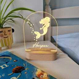 Mermaid Kids Personalised Night Light, Newborn Baby Ocean Nursery Led Light Sign, Childrens Under The Sea Bedroom Gift, Toddler Name Lamp - thumbnail 3