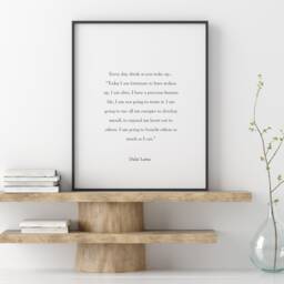 Every Day, Think As You Wake Up - Dalai Lama Quote Print Inspirational Wall Art Mindful Home Decor Gift Or Present Unframed - thumbnail 1