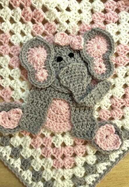 Handmade Crochet Elephant Baby Blanket - Custom Nursery Shower Gift - image 1