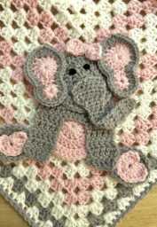 Handmade Crochet Elephant Baby Blanket - Custom Nursery Shower Gift - thumbnail 1