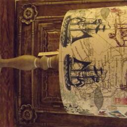 Vintage Travel Map Decoupage Lampshade Ships Planes Postmarks & Stamps Fatta Da Mamma - thumbnail 4