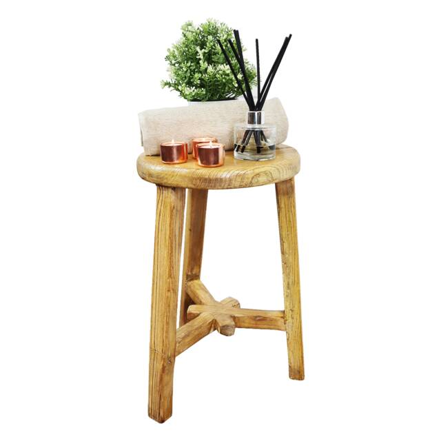 50cm Tall X 28cm Seat - Rustic Milking Stool Varnished - image 1
