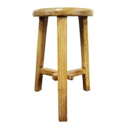 50cm Tall X 28cm Seat - Rustic Milking Stool Varnished - thumbnail 3
