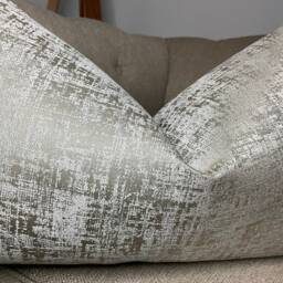 "Taupe Luxury Cushion Cover, Natural/Silver Shimmer Pillow Cover For Sofa - Bed Designer Fabric High Quality, Double Sided 12"" X 20" - thumbnail 3