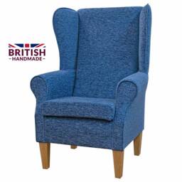 Handmade Blue Floral High Back Armchair Fireside Accent Chair - thumbnail 1
