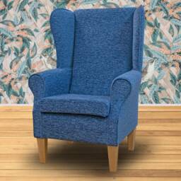 Handmade Blue Floral High Back Armchair Fireside Accent Chair - thumbnail 3