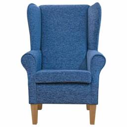 Handmade Blue Floral High Back Armchair Fireside Accent Chair - thumbnail 2