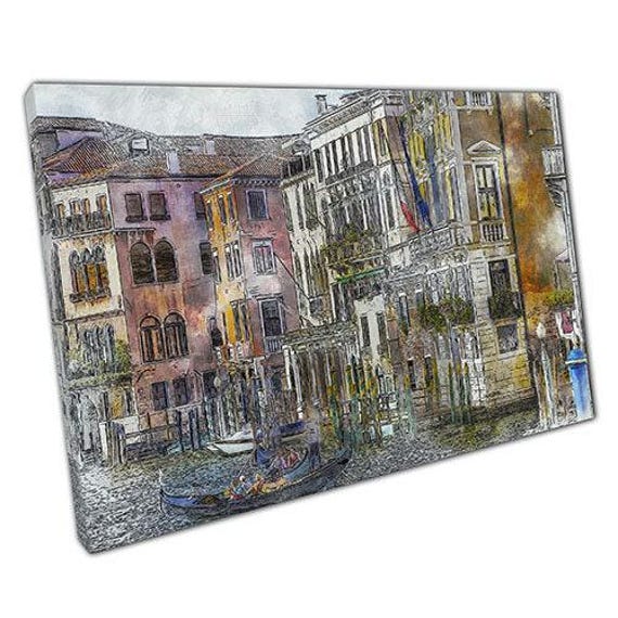 Venice Watercolour Canvas Art Ready To Hang Wall Decor For Home Office - image 1