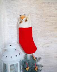 Personalized Knit Christmas Stocking Red Holiday Decor