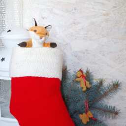 Personalized Knit Christmas Stocking Red Holiday Decor - thumbnail 4