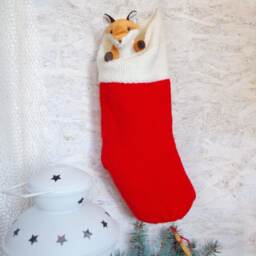 Personalized Knit Christmas Stocking Red Holiday Decor - thumbnail 2