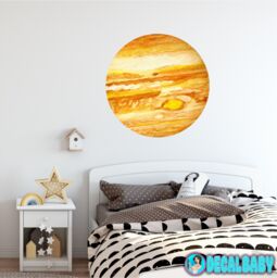 Planet Jupiter Watercolor Wall Decal Sticker Solar System Mural Outer Space Art Removable Peel & Stick Fabric