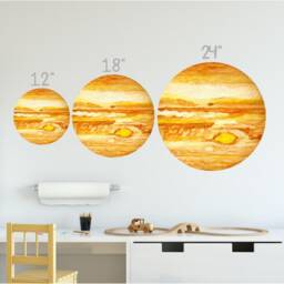 Planet Jupiter Watercolor Wall Decal Sticker Solar System Mural Outer Space Art Removable Peel & Stick Fabric - thumbnail 2