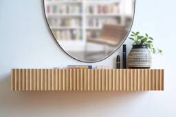 Fluted Dressing Table/Floating Vanity - Made Of Solid Oak