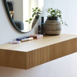 Fluted Dressing Table/Floating Vanity - Made Of Solid Oak - thumbnail 2