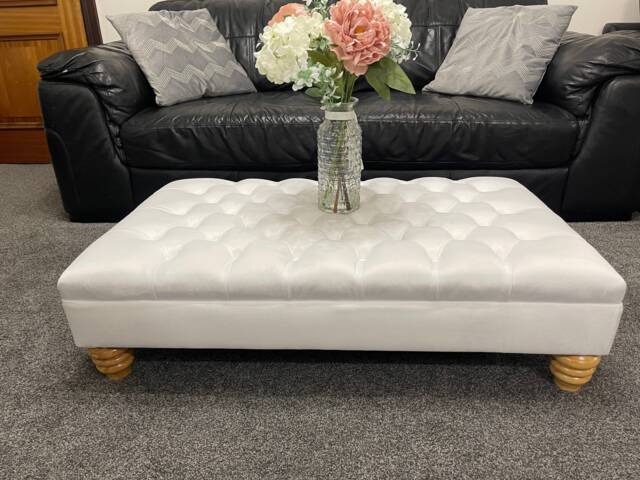 Handmade Extra Large Chesterfield Velvet Footstool Coffee Table - image 1