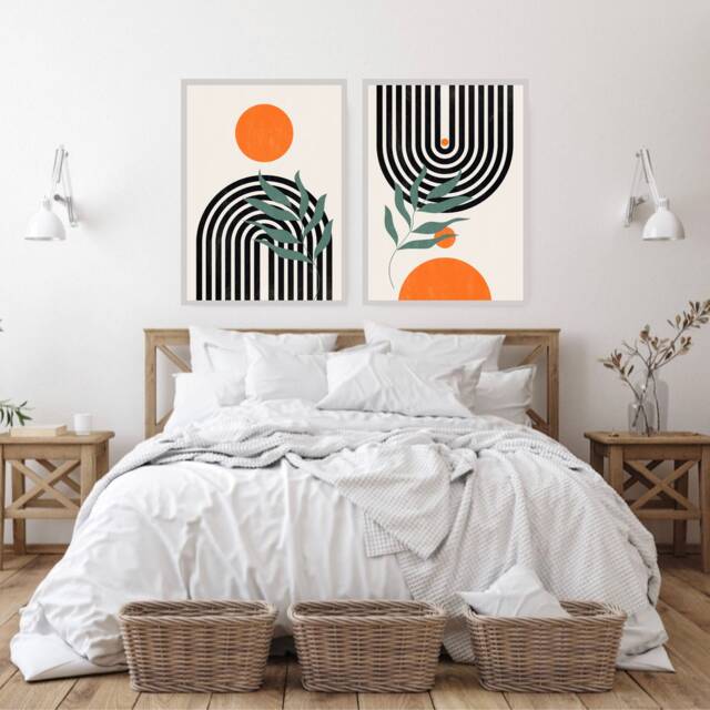 Abstract Wall Art Prints, Set Of 2 Posters, Mid Century Poster, Living Room Print, Modern Art, Home Decor, Scandi Prints - image 1