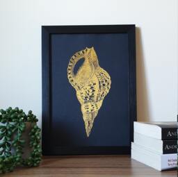 A4 Metallic Foil Seashell Wall Art, Boho Print in Copper, Gold, Silver Or Rose Gold - thumbnail 1