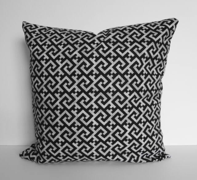 Black Greek Key Decorative Throw Pillow Covers, Cushion Cover - image 1