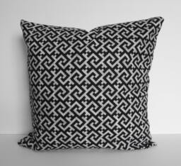 Black Greek Key Decorative Throw Pillow Covers, Cushion Cover - thumbnail 1