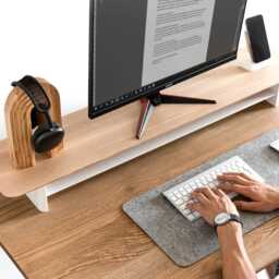 Wooden Desk Shelf Monitor Stand With Storage Solid Wood Riser - thumbnail 3
