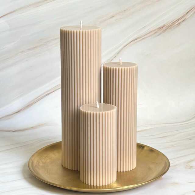 Black Cherry Scented Tall Ribbed Candles - Handmade Table Decor - image 1