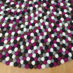 Purple Felt Ball Rug Handmade Wool Nursery Carpet - thumbnail 3