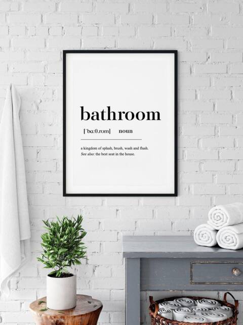Bathroom Definition Print - Home Decor Contemporary Wall Art Gift Idea Family Prints- Poster