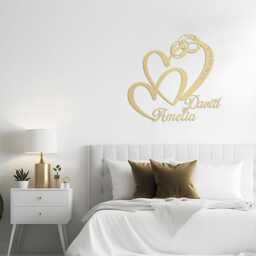 Custom Metal Heart Wall Art, Personalized Names Date Sign, Wedding Gift For Couples - thumbnail 2