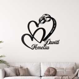 Custom Metal Heart Wall Art, Personalized Names Date Sign, Wedding Gift For Couples - thumbnail 1