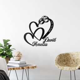 Custom Metal Heart Wall Art, Personalized Names Date Sign, Wedding Gift For Couples - thumbnail 3