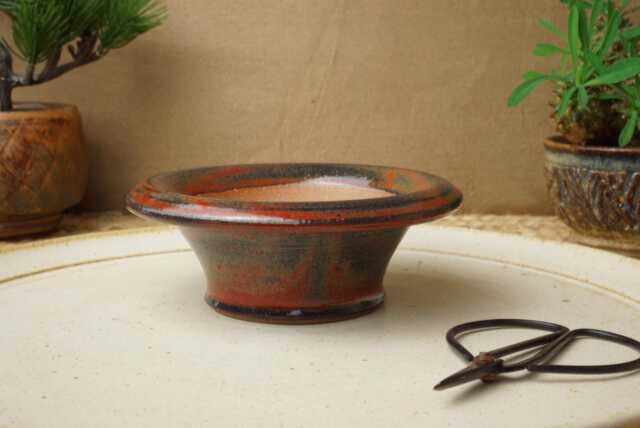 Handmade Red Grey Mame Bonsai Pot. 12M Diameter, 4cm High. G2587.1 - image 1