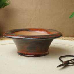 Handmade Red Grey Mame Bonsai Pot. 12M Diameter, 4cm High. G2587.1 - thumbnail 2