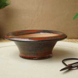 Handmade Red Grey Mame Bonsai Pot. 12M Diameter, 4cm High. G2587.1 - thumbnail 3