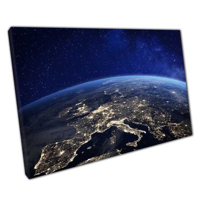 Illuminated 3D Earth Canvas Night Lights Wall Art For Home & Office - Planet Space Decor Print - image 1