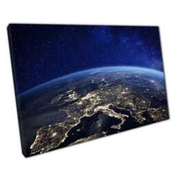 Illuminated 3D Earth Canvas Night Lights Wall Art For Home & Office - Planet Space Decor Print - thumbnail 1