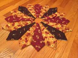 Christmas Tree Skirt, 26 in Diameter, Table Top, Mini, Angel, Small, Quilted, Vintage Fabric, Pieced, Country, Rustic, Burgundy