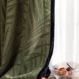 Gaye Leafy Blackout Curtain With Black Trim, 3 Colors, Thick Thermal Room Darkening Curtain, Modern Drapery For Bedroom Living Room, 1Pc - thumbnail 4