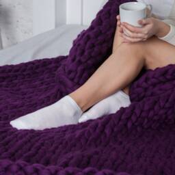 Warm Gift, Chunky Blanket, Lap & Sofa Gift For Her, Handmade Throw, Blanket, Home, Giant Afghan - thumbnail 3