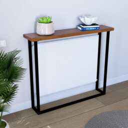 Radiator Cover Console Table With Shelf - Custom Height Narrow Hallway Modern Industrial Entryway Slim Metal & Wood - thumbnail 4