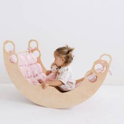 Climbing Set Of 3 Items With Cushion, Toddler Rocker, Montessori Furniture, Baby Wooden Gym, Arch Pillow, Foldable Triangle, 1st Gift - thumbnail 2