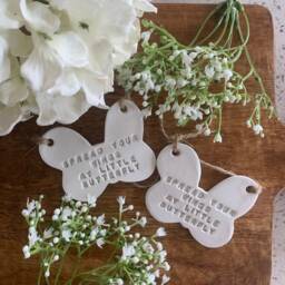 Butterfly Hanging Clay Sign. Wall Decor, Decoration. Gifting, Gift, Present, New Home. Eco-Friendly - thumbnail 2