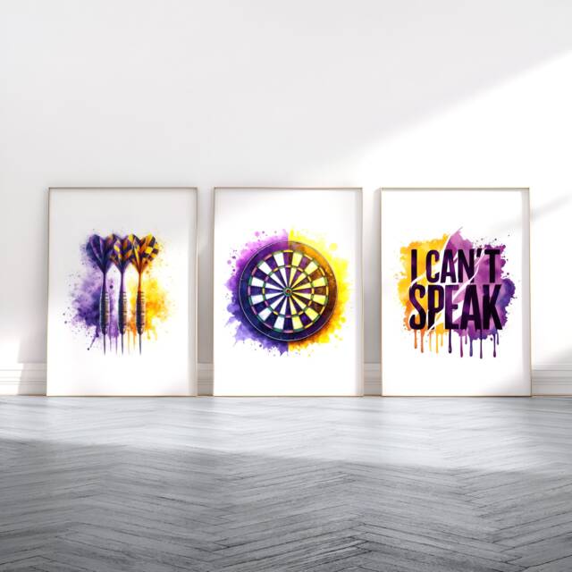 Darts Poster Print Set - 3 Posters - Watercolour Gift Game Room Artwork Prints Home Wall Art Decor - image 1
