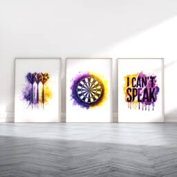 Darts Poster Print Set - 3 Posters - Watercolour Gift Game Room Artwork Prints Home Wall Art Decor - thumbnail 1