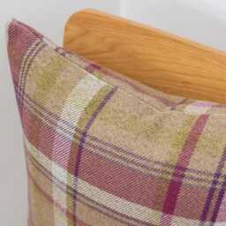 Cosy Checked Cushion in Heather Purple & Green. Double Sided. Balmoral Style Highland Tartan Check Pillow. 17x17 - thumbnail 3