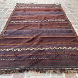 4x6 Handwoven Afghan Kilim Rug - Wool Flatweave Carpet With Striped Tribal Design Boho Accent For Home Or Studio Space Gift - thumbnail 2